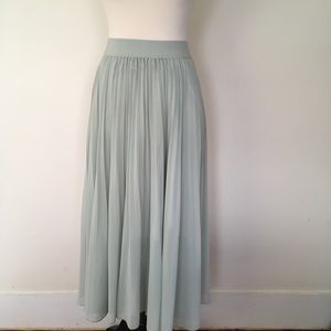 Maxi Skirt  pleated Mint Green Long Skirt